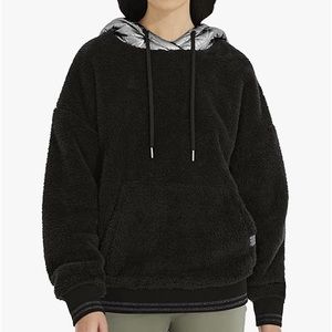 UGG Women’s Loyra Sherpa Hoodie Metallic, Black/Silver, Size: Small, NWT,